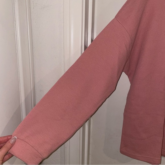 Pink Waffle Knit Lounge Pajama Set - Picture 4 of 11